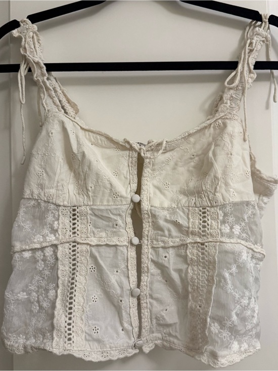 For Love And Lemons Tops - For Love & Lemons white/cream lace button-up top